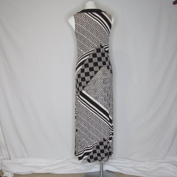 Chico's Travelers Brown White Abstract Print Sleeveless Maxi Dress Women's S 4 - Picture 3 of 9
